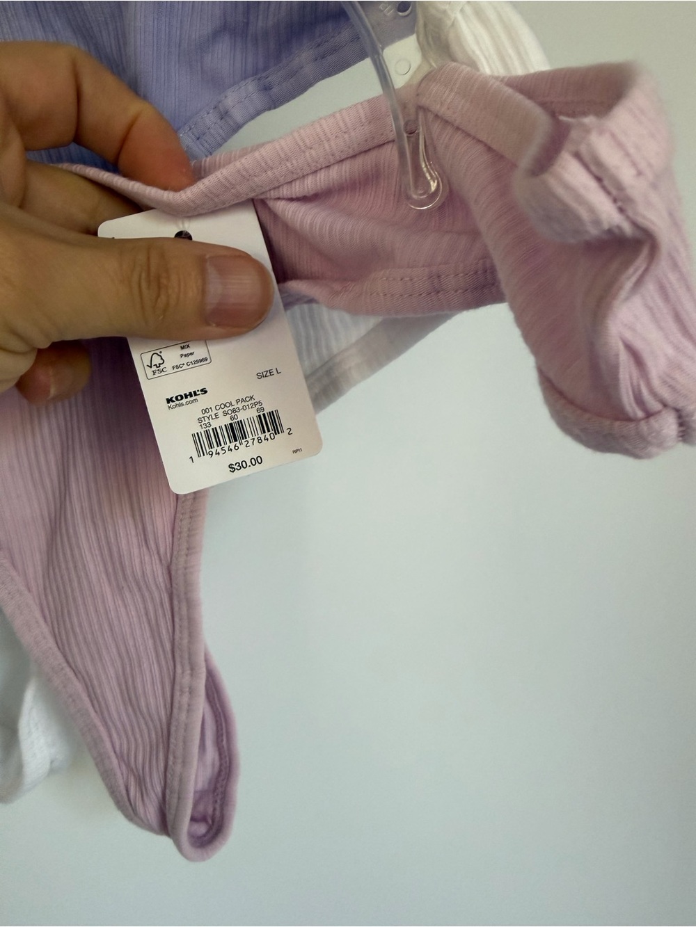 Kohl's SO Ribbed Thong Set in Lavender and Pale Pink - Picture 4 of 4